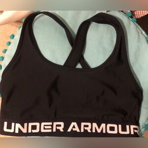 Under Armour Black Sports Bra with White Logo